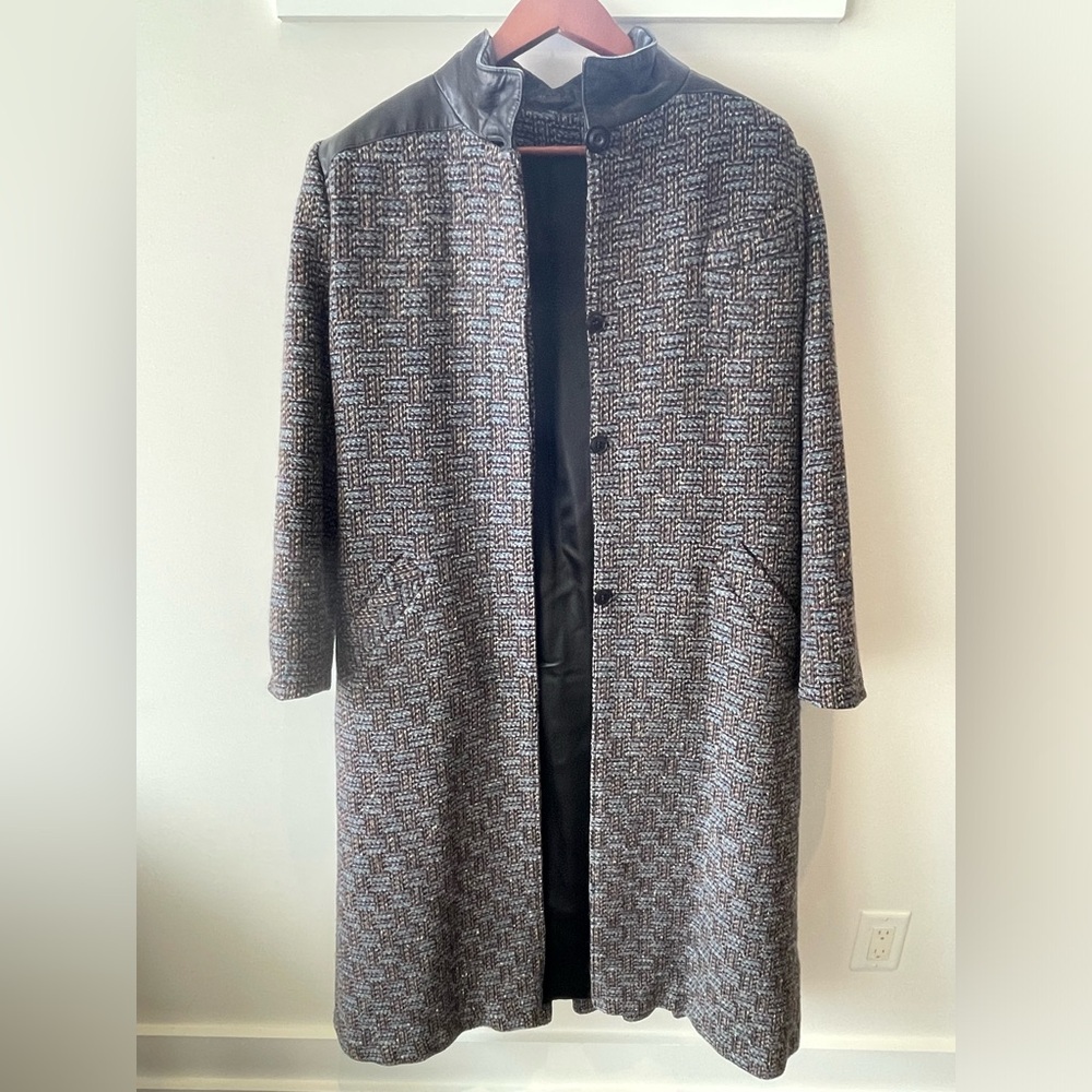 Elegant Vintage Wool & Leather Women's Coat